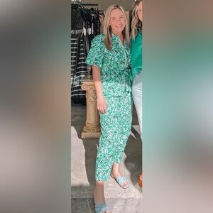 Zara Green Floral Jumpsuit
